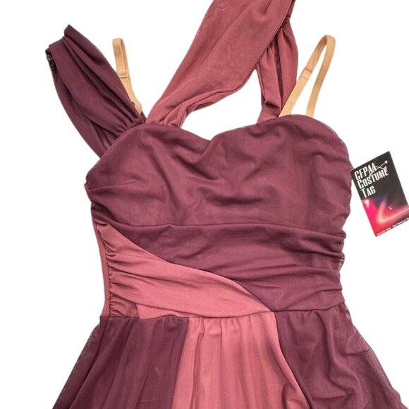 Balera Two-Tone Dance Dress Costume Burgundy Pink Multiway Straps Ballet Lyrical - Picture 8 of 15